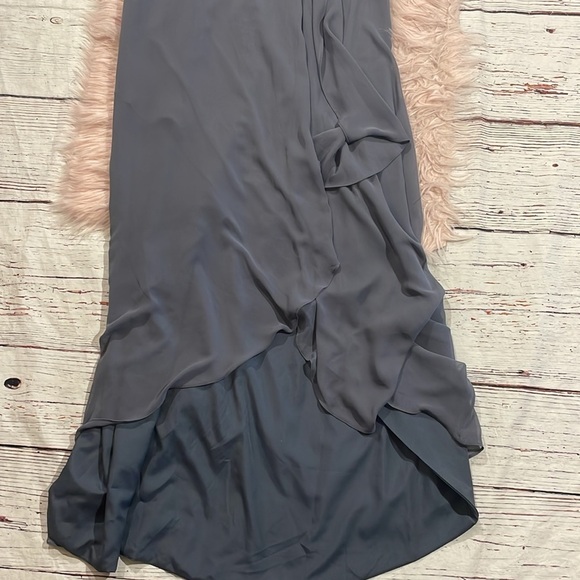 NWT Jenny Packham Ruffled Wrap Hi-Lo Maxi Dress Silverstone Chiffon - Picture 9 of 9